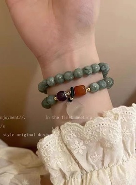 新中式平安扣莲花手链女夏ins小众设计感高级手串2024新款手饰