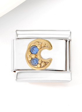 新款时尚模块手链字母 不绣钢锆石DIY手镯蓝色26字母名字女生手工