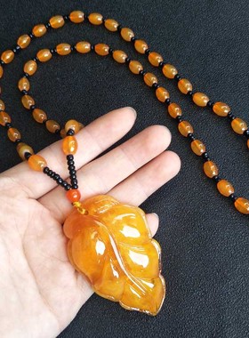 民族风复古仿蜜蜡水滴毛衣链女