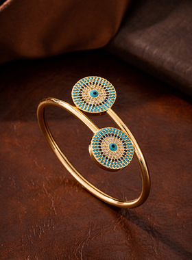 宫廷风彩锆石眼睛开口戒指手镯