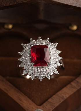 轻奢彩色锆石开口戒指超闪百搭