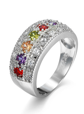 欧美轻奢镶锆石女士戒指经典款