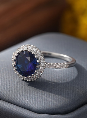 欧美时尚彩色圆形锆石满钻女戒