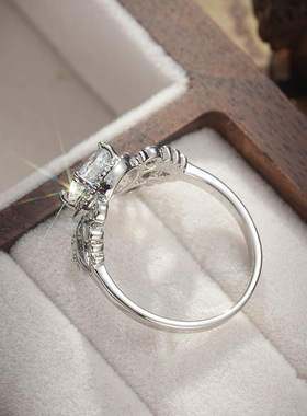 手饰新款欧美流行时尚简约白色椭圆形锆石戒指日常百搭