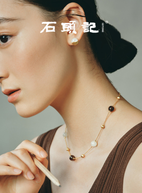 月光石项链蓝纹玛瑙锁骨链