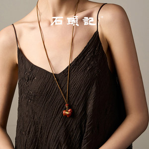 iSTONE/石头记墩墩马吊坠项链红玛瑙小马挂坠项链送女友新年礼物