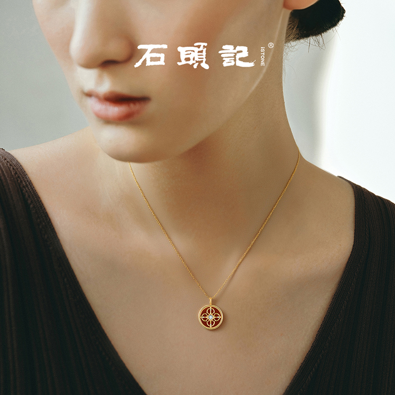 iSTONE/石头记新年金刚杵项链百搭气质高级感新中式锁骨链吊坠女 - 图0