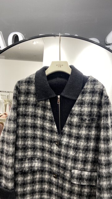European high-end double-sided coat for women 2025 winter new plaid wool coat + vest two-piece trendy set
