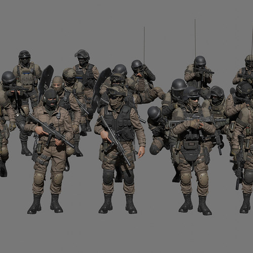 Blender素材模型资产SWAT特殊武器与战术部队反恐精英3D人物警察 - 图3