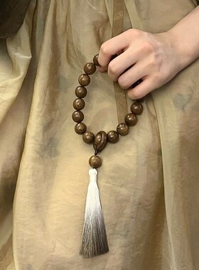 天然金丝檀手串檀香木老料十八子流苏手持DIY复古文玩挂件男女款