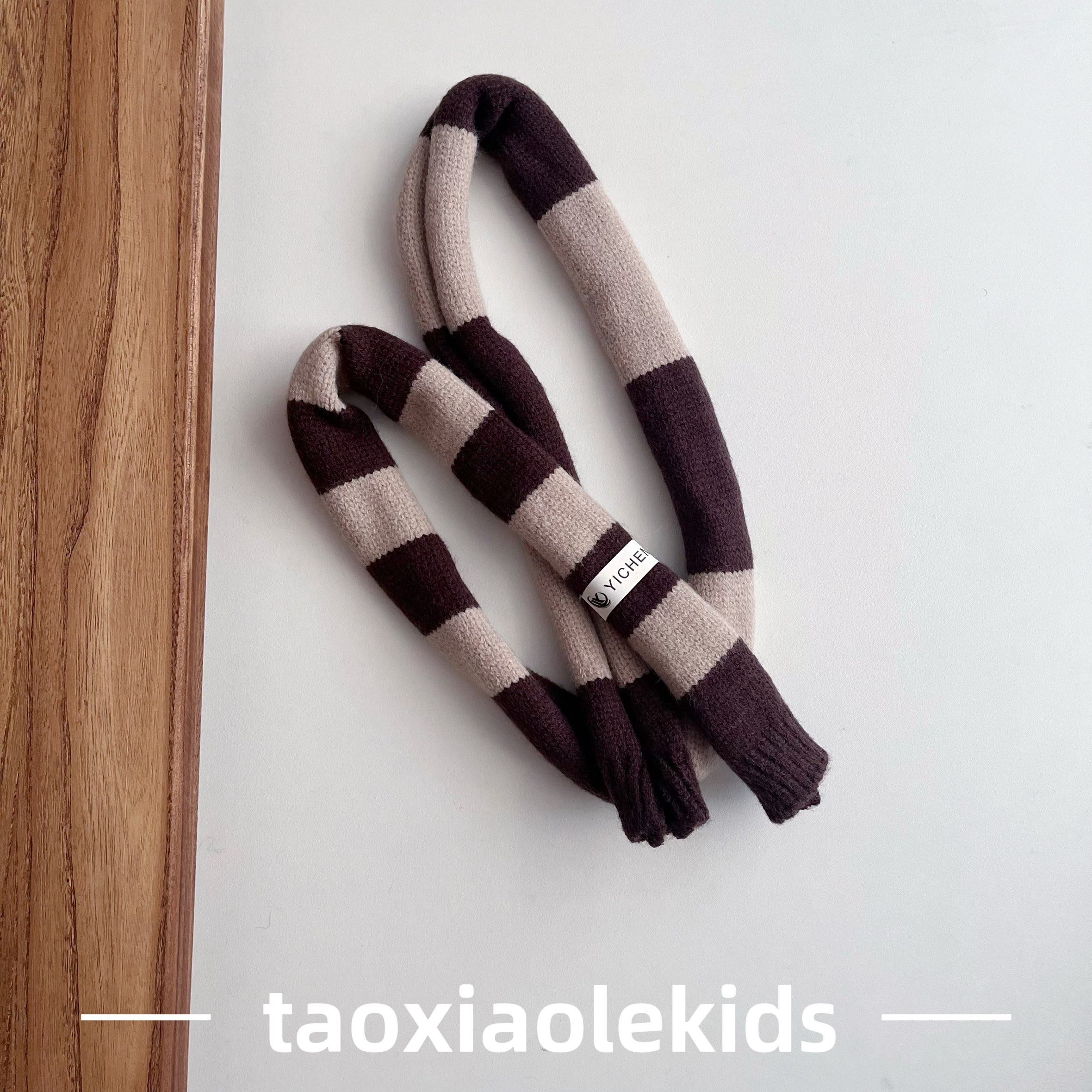 小众款细窄长条针织儿童围巾秋冬男女童穿搭时髦拼色毛线围脖装饰,淘宝优惠券,粉丝福利购,淘宝优惠卷