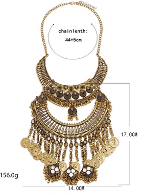 民族风流苏项链jiaoyu钱币锁骨链