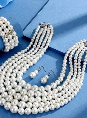 时尚项链珍珠欧美女多层新款