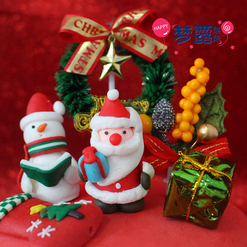 圣诞节蛋糕装饰圣诞树雪松麋鹿圣诞老人礼物雪人草圈装饰插件插牌 - 图3