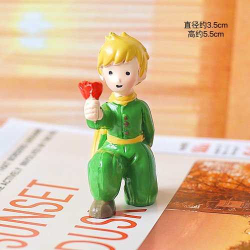 小王子蛋糕装饰摆件树脂站姿拿玫瑰花情人节七夕网红生日烘焙配件 - 图0