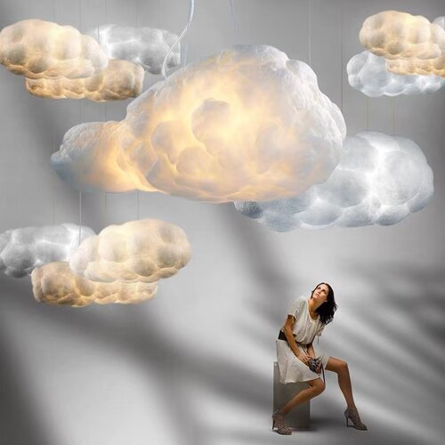 云彩云朵灯奶茶店图书馆儿童乐园展会装饰灯棉花云朵吊灯展厅灯具 - 图2