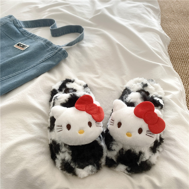 奶牛kt猫~！小众ins软萌可爱棉拖鞋女厚底外穿保暖包头毛毛拖鞋潮,淘宝优惠券,粉丝福利购,淘宝优惠卷