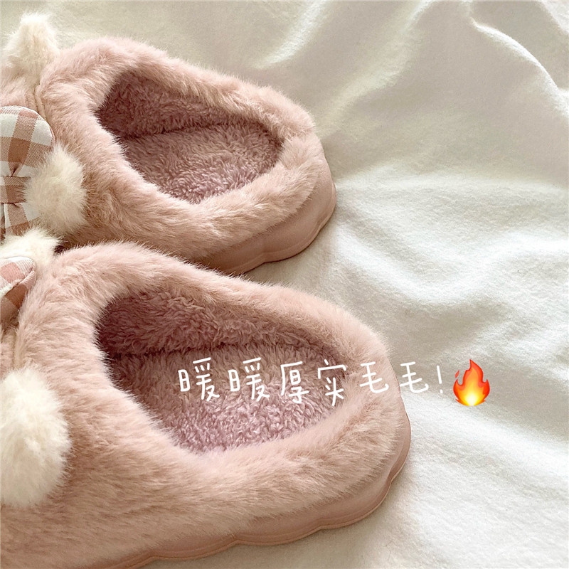 软萌私房猫~！可爱加绒保暖室内棉拖鞋女冬季ins外穿包头毛毛拖鞋,淘宝优惠券,粉丝福利购,淘宝优惠卷