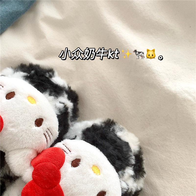 奶牛kt猫~！小众ins软萌可爱棉拖鞋女厚底外穿保暖包头毛毛拖鞋潮,淘宝优惠券,粉丝福利购,淘宝优惠卷