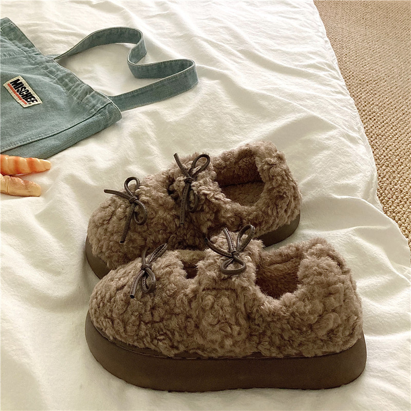 芭蕾少女风格~！暖和厚实加绒包跟棉鞋女冬季保暖雪地毛毛棉拖鞋,淘宝优惠券,粉丝福利购,淘宝优惠卷