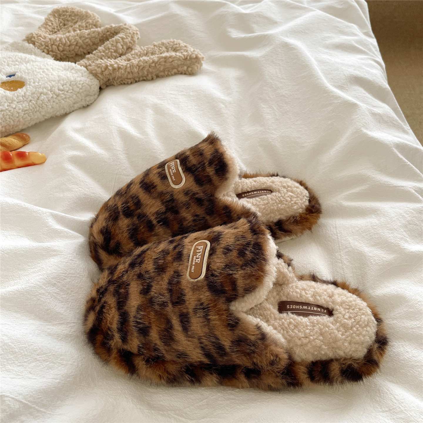 豹纹虎皮卷~！辣妹ins包头棉拖鞋女居家保暖冬季加绒防滑毛毛拖鞋,淘宝优惠券,粉丝福利购,淘宝优惠卷