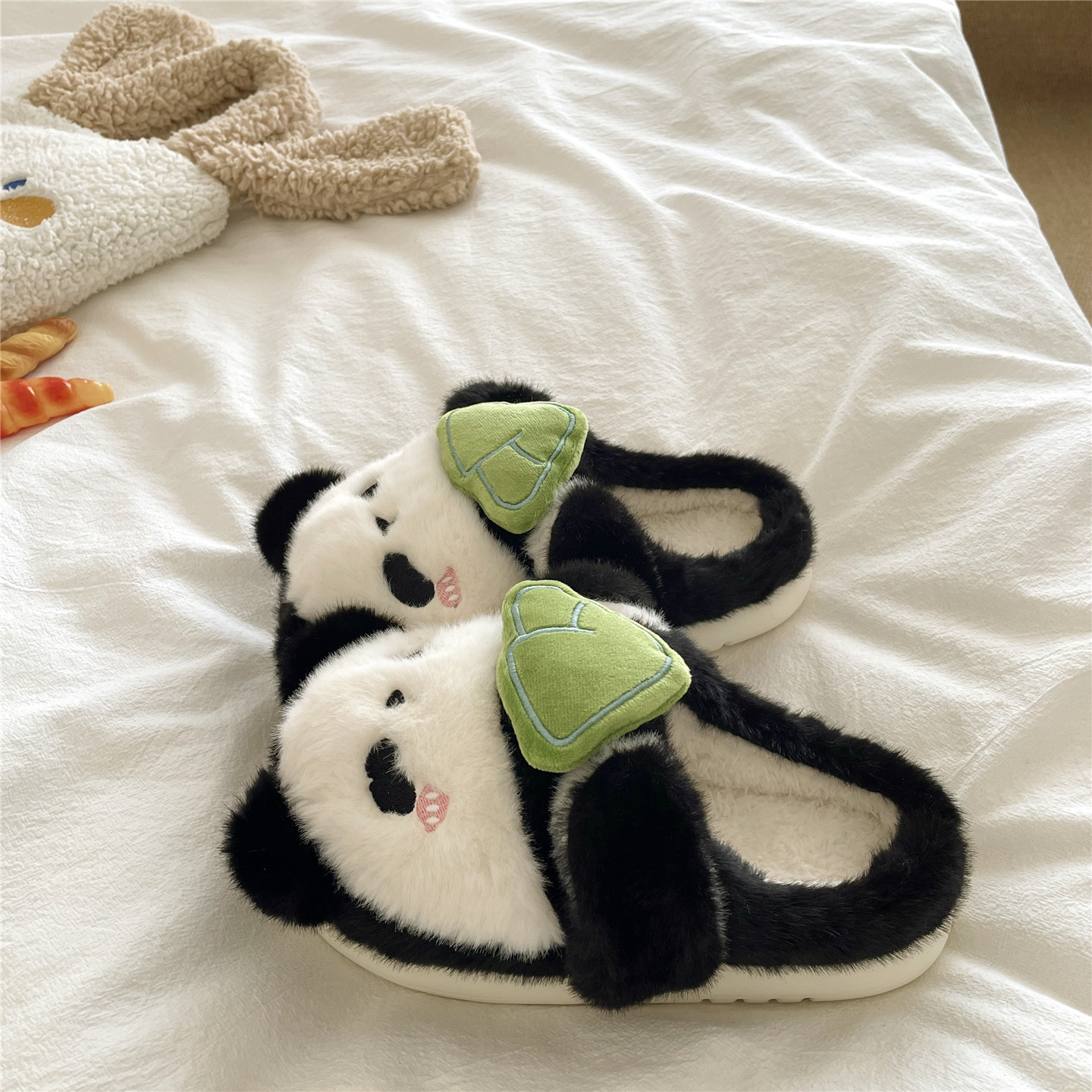 小猫爱钓鱼~！奶黄ins可爱棉拖鞋女居家保暖厚底冬季加绒毛毛拖鞋,淘宝优惠券,粉丝福利购,淘宝优惠卷