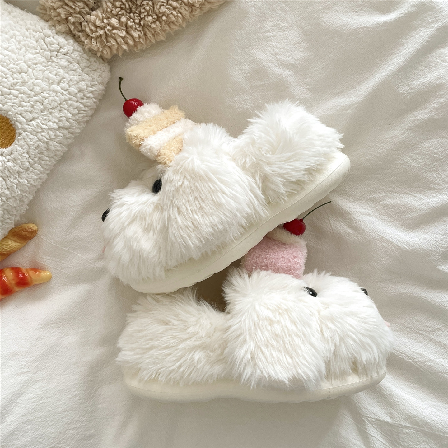 贪吃马尔济斯~！蛋糕ins甜美包跟毛毛棉鞋女居家加绒冬季棉拖鞋潮,淘宝优惠券,粉丝福利购,淘宝优惠卷