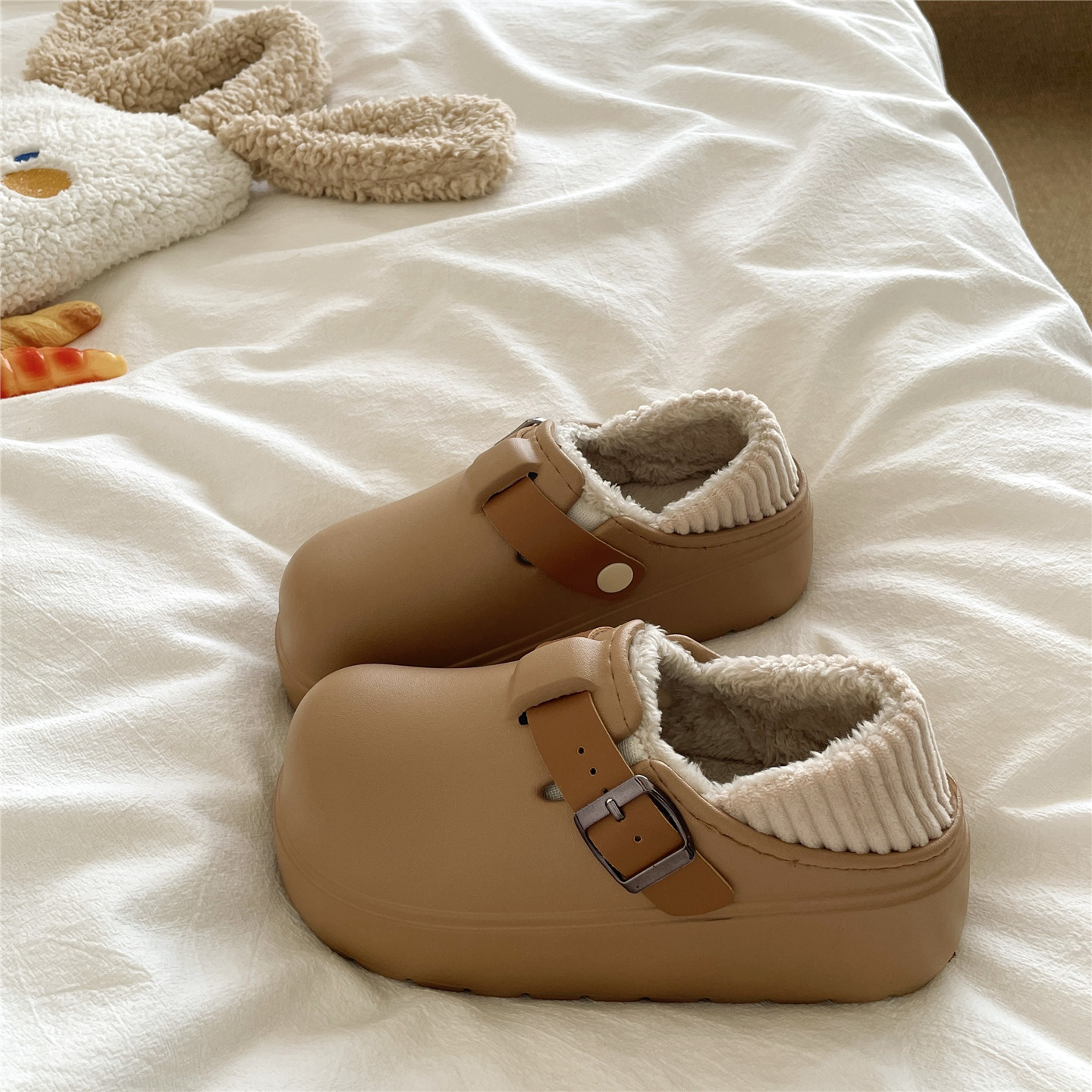 防水暖烘烘~！5cm厚底两穿增高包跟棉鞋女外穿保暖毛毛加绒棉拖鞋,淘宝优惠券,粉丝福利购,淘宝优惠卷