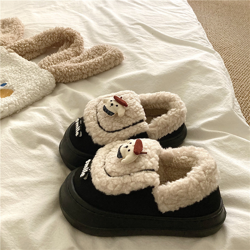 圣诞小狗~！软萌diy可爱包跟保暖棉鞋女外穿厚底加绒毛毛棉拖鞋潮,淘宝优惠券,粉丝福利购,淘宝优惠卷