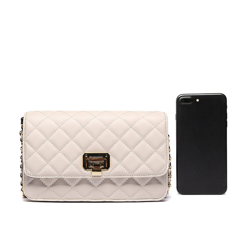 红蜻蜓女新款欧美风菱格金属单肩包 红蜻蜓箱包女士包袋