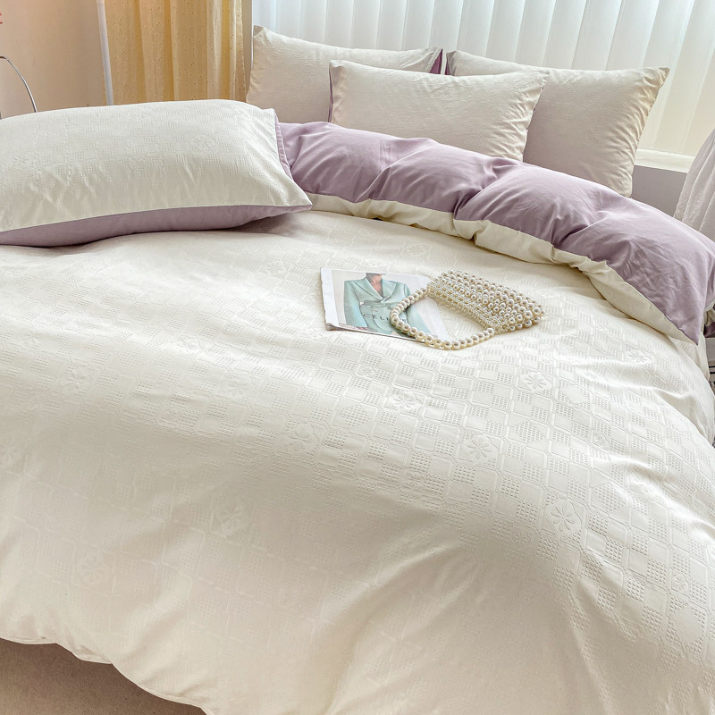 简约华夫格水洗棉被套四件套被子 星晴床品套件/四件套/多件套