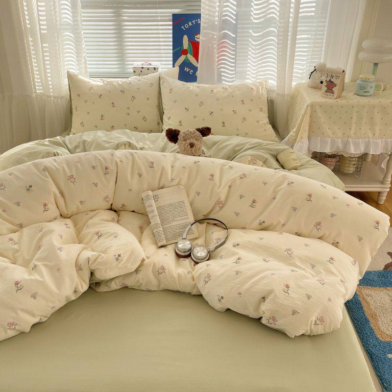 小清新田园童趣床上四件套吊边床单床笠款学生宿舍三件套软糯家用,淘宝优惠券,粉丝福利购,淘宝优惠卷