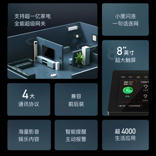 阳光照明小度智慧中控屏智能语音控制开关面板8英寸家居音箱音响 - 图3