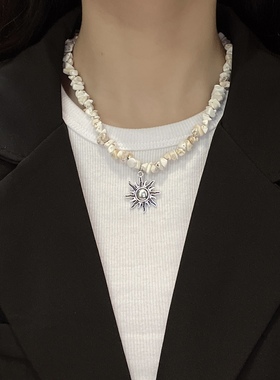 复古做旧太阳花项链女