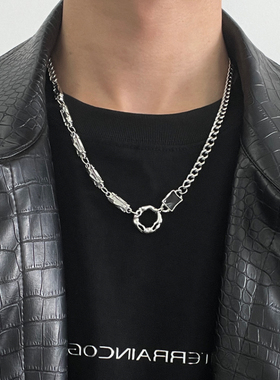 黑宝石圆环项链高级感