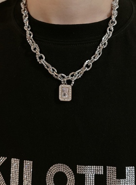 镶钻冰糖宝石项链男女嘻哈