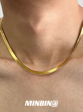 双层叠戴金色蛇骨锁骨链