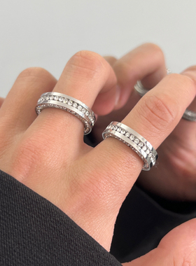 不掉色三面镶钻戒指潮牌