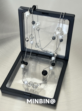 长款黑白珍珠项链多种戴法