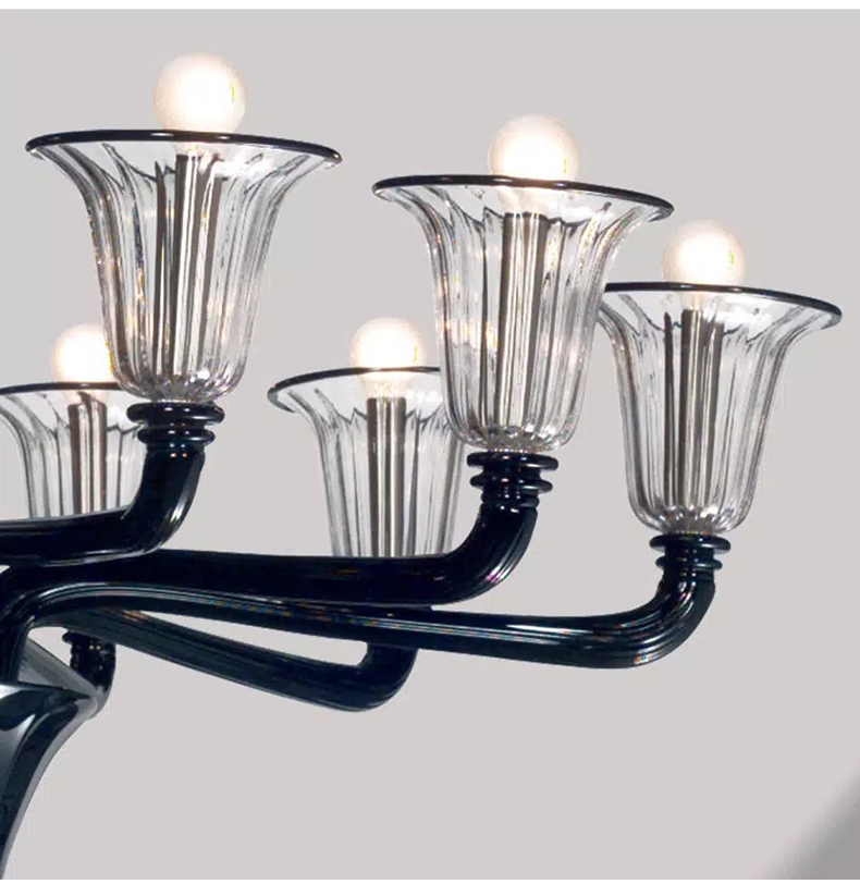现代法式穆拉诺玻璃吊灯 美式黑色轻奢客厅卧室餐厅灯具 - 图1