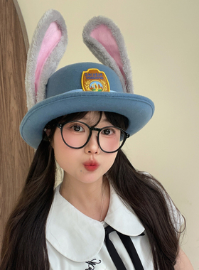 朱迪兔子警官帽子兔子耳朵贝雷帽