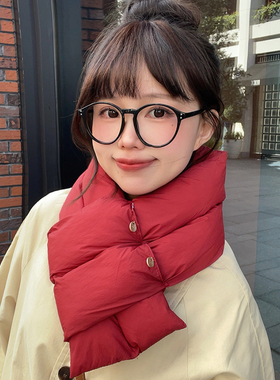 秋冬休闲日系女羽绒围巾更保暖