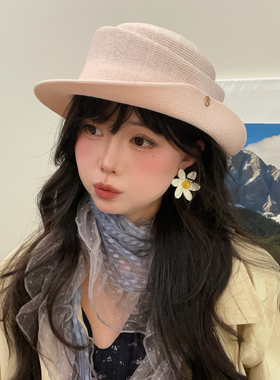 法式复古翘沿礼帽女夏季透气遮阳