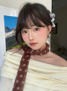 双笙欧尼早春波点丝巾韩版ins风