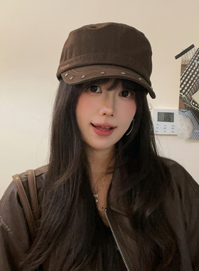 铆钉马术帽复古报童帽秋季日常女