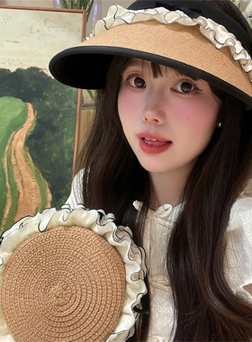 空顶帽出游甜美可爱女夏黑胶防晒