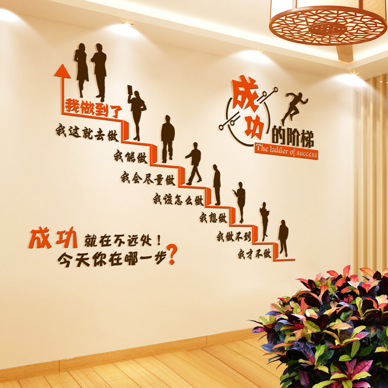 亚克力墙贴3d立体楼梯墙面装饰创意个性企业文化墙办公室励志墙贴-图1