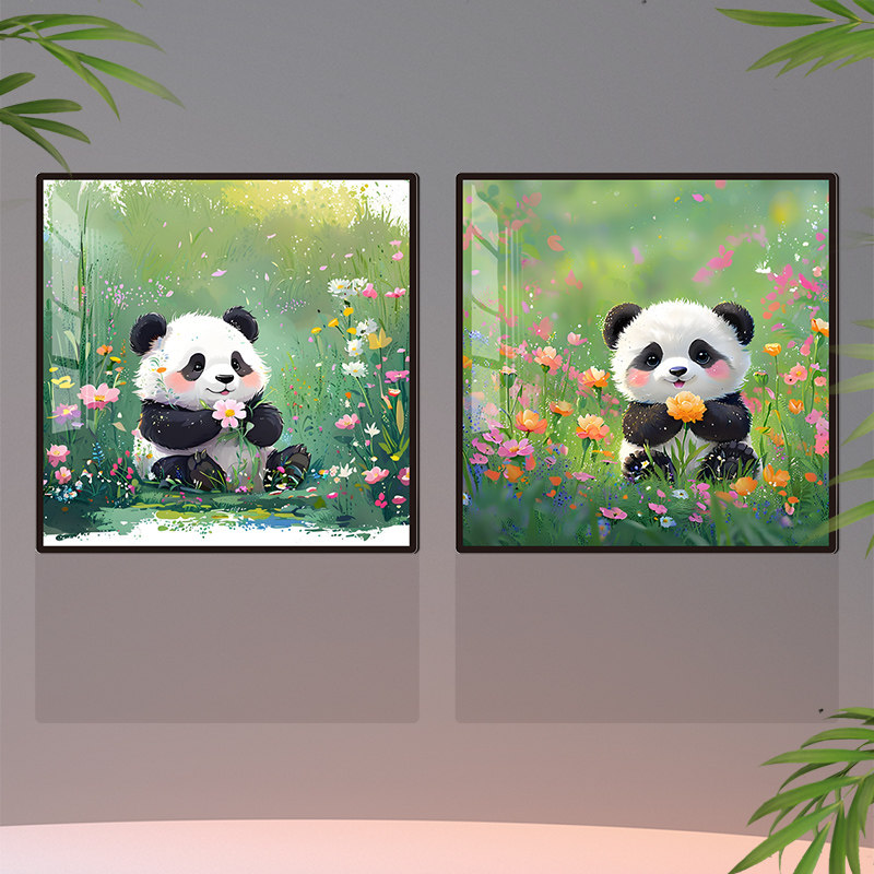 可爱卡通熊猫遮丑墙贴小清新立体卧室亚克力自粘治愈系房间装饰画,淘宝优惠券,粉丝福利购,淘宝优惠卷
