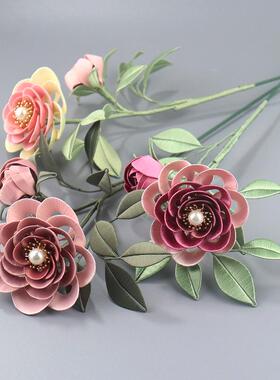 山茶玫瑰插花手作用缠花材料包