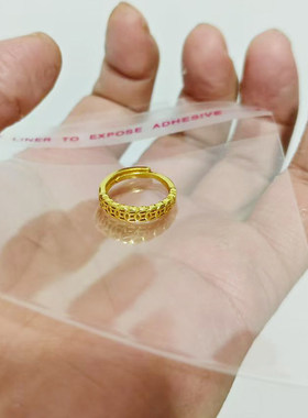 金色钱币纹理开口戒指男女通用时尚简约指环气质小众饰品个性款